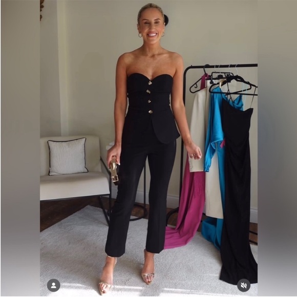 Zara piece strapless bustier flared jumpsuit - Picture 2 of 14